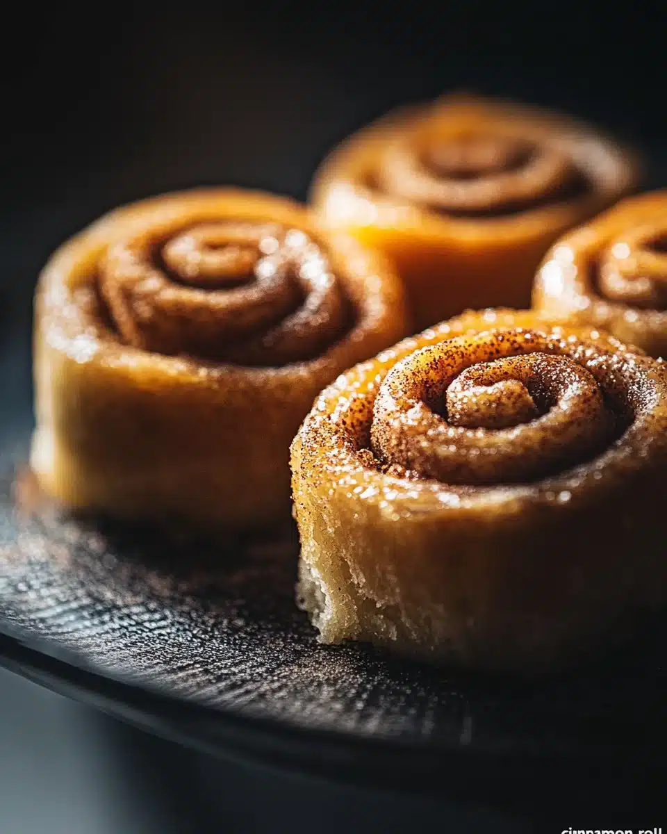 Cinnamon roll donut with frosting and cinnamon drizzle.