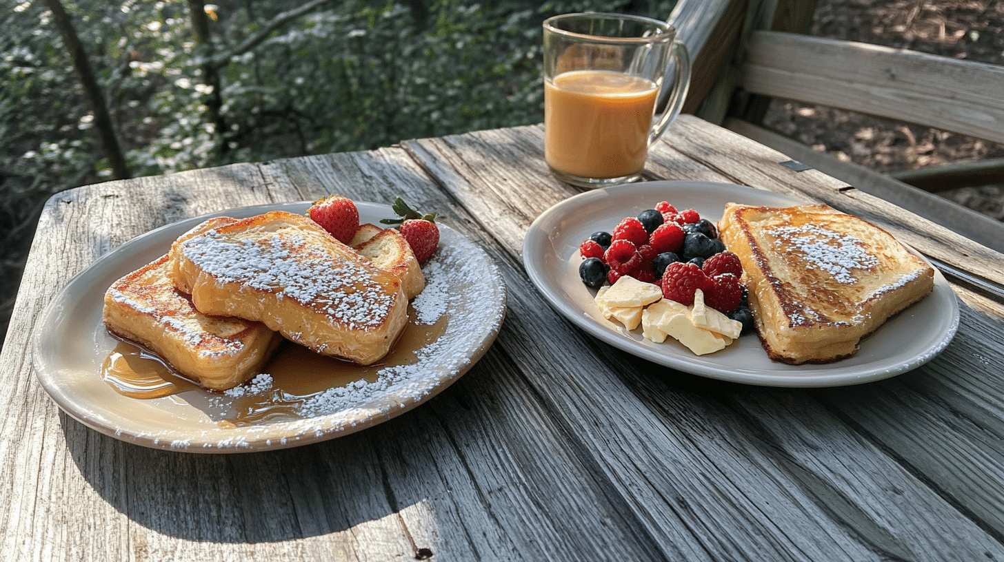 A comparison of Texas French toast and traditional French toast.