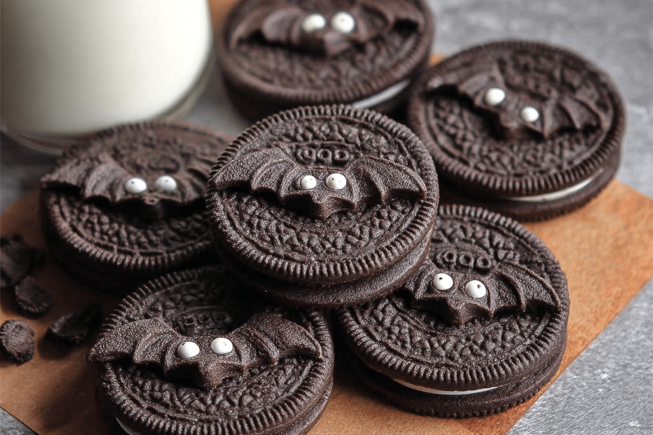 Delicious Bat Oreos for Halloween treats and celebrations.
