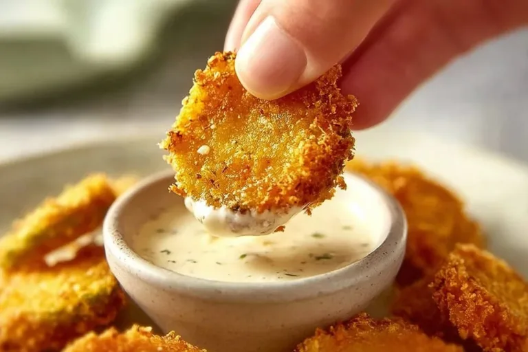 Crispy air fryer fried pickles served with dipping sauce