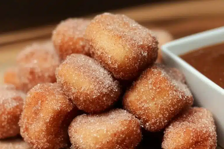 Delicious crispy air fryer churro bites served on a plate