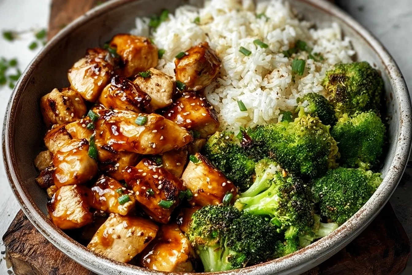 Delicious Hot Honey Chicken Bowl with crispy chicken and spicy honey drizzle