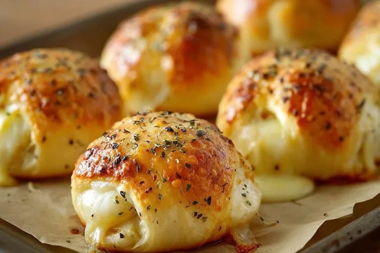 Pillsbury Biscuit Garlic Butter Cheese Bombs stuffed with gooey cheese and garlic butter
