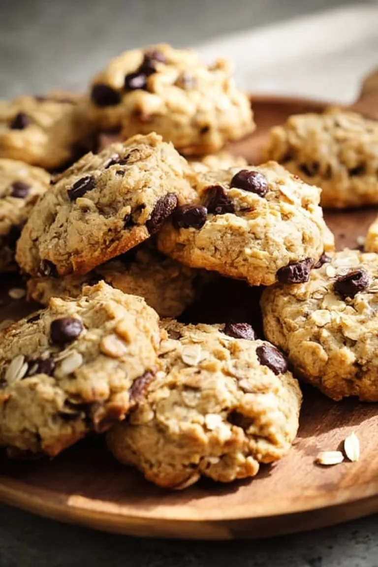 Banana oatmeal high protein breakfast cookies on a plate