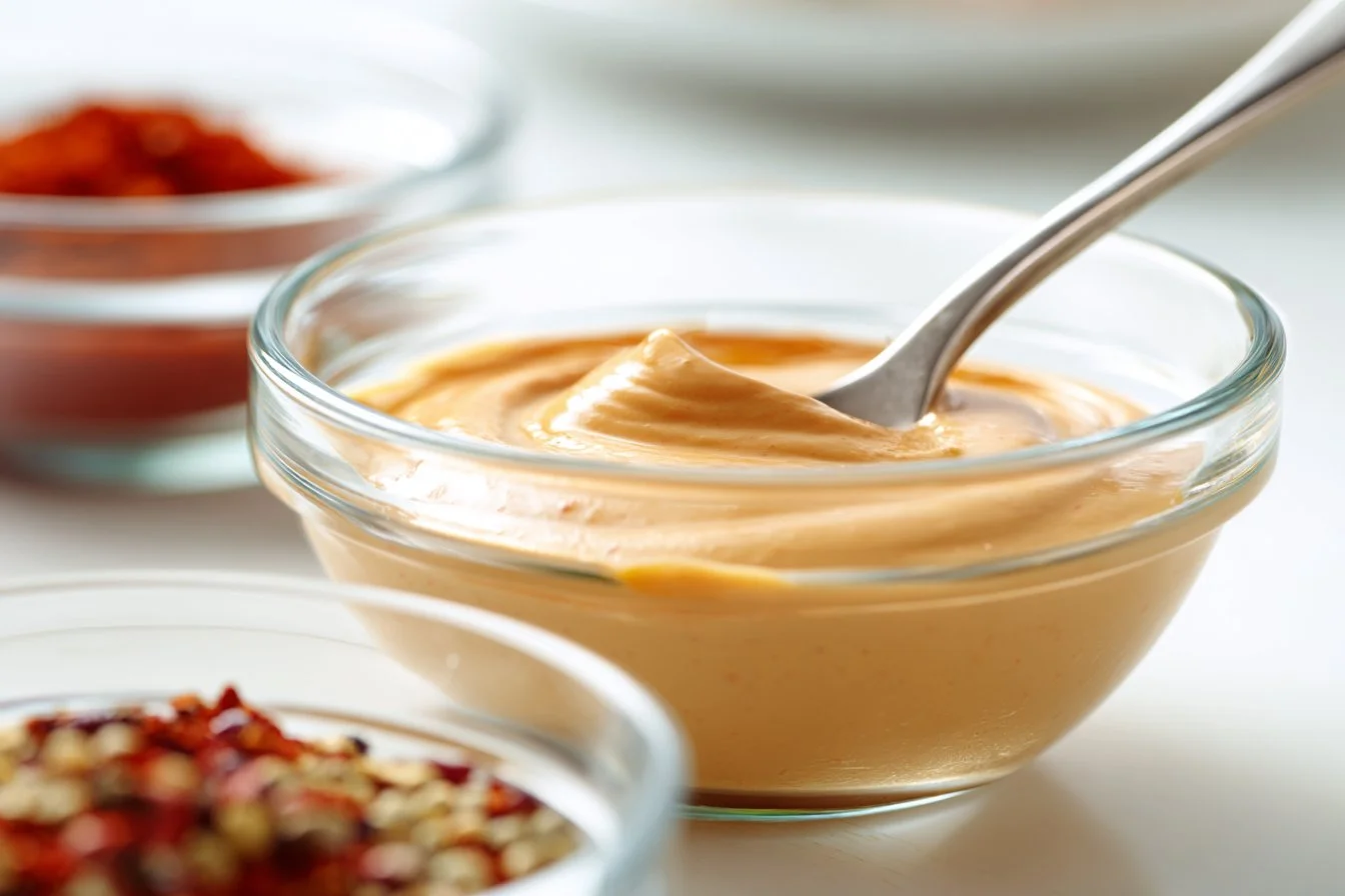 Homemade classic burger sauce in a bowl ready to enhance your burger experience.