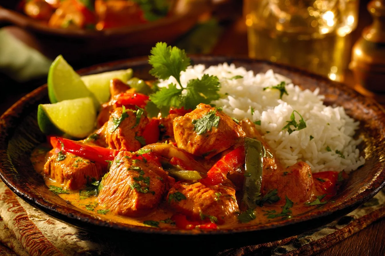 Delicious Brazilian Coconut Chicken with coconut milk and spices served in a bowl
