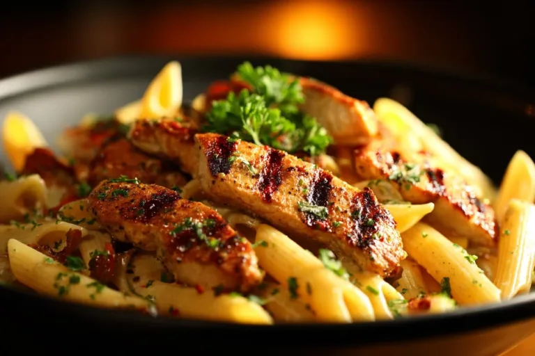Delicious plate of Cajun Chicken Pasta garnished with herbs