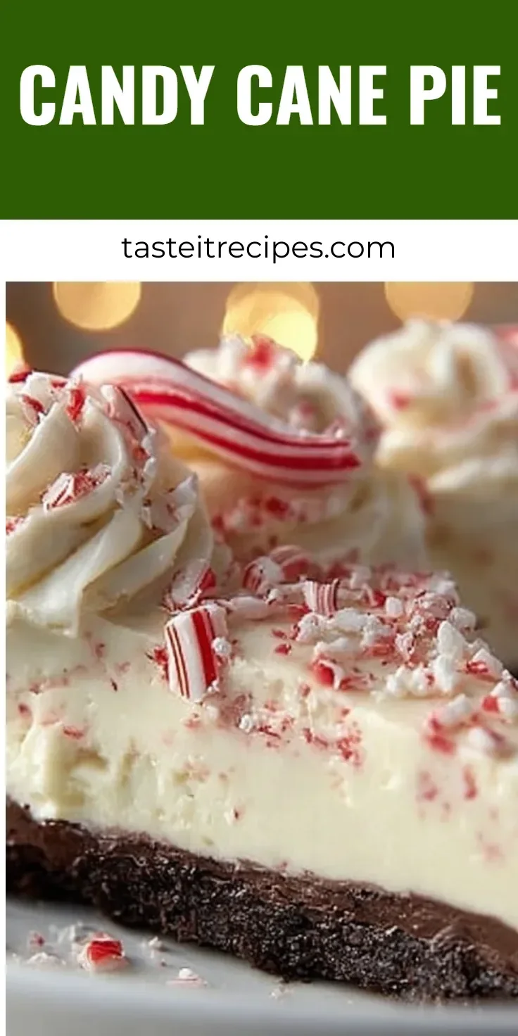 Delicious Candy Cane Pie with a festive peppermint and chocolate filling.