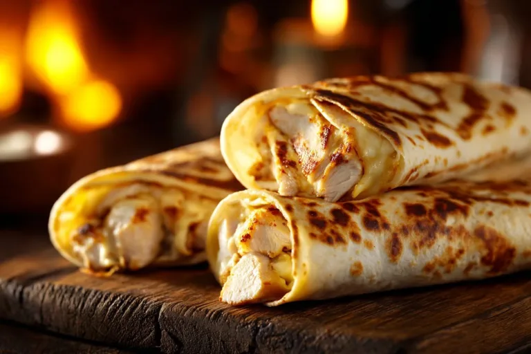 Delicious cheesy garlic chicken wraps ready to serve for a satisfying meal.