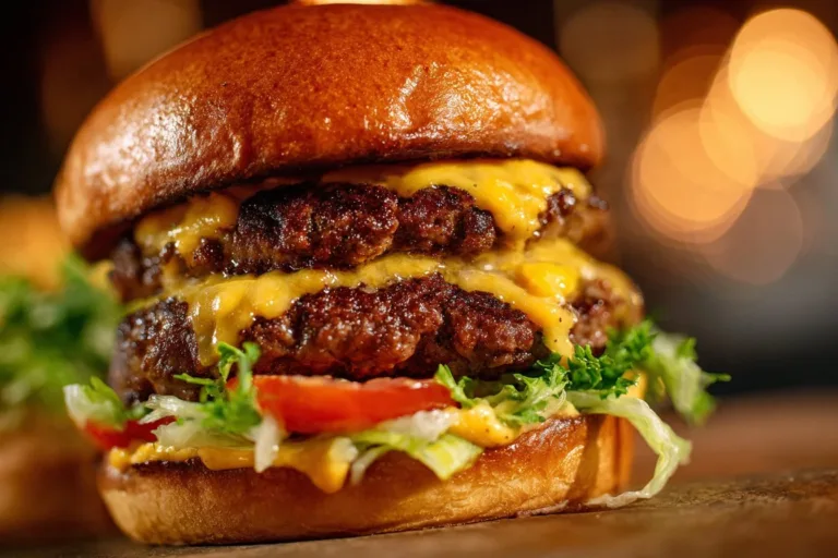 Classic smash burgers with secret sauce on a plate