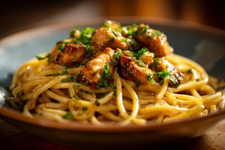 Cowboy Butter Chicken Linguine with creamy sauce and spices on a plate