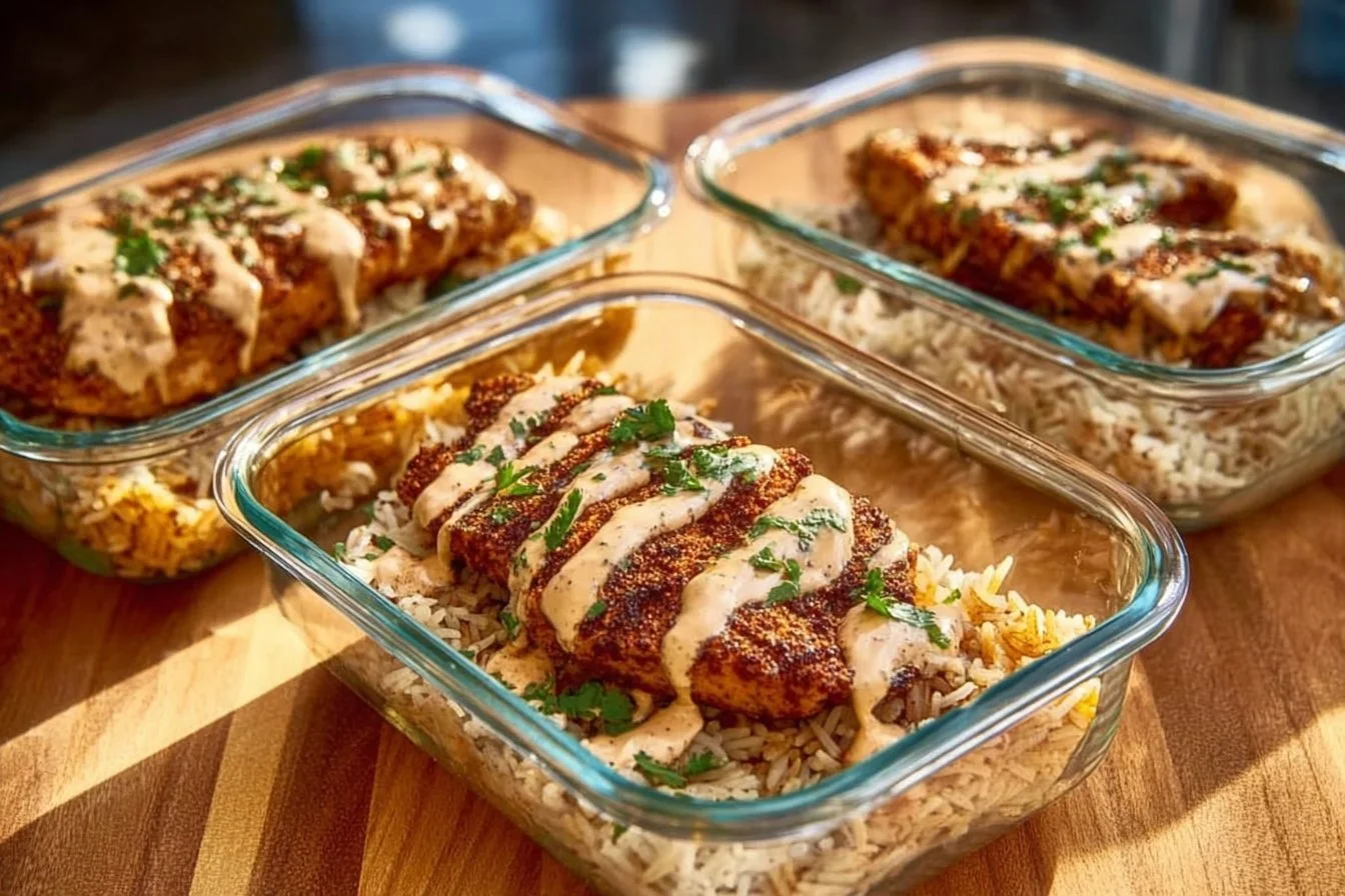 Creamy Cajun chicken served in a delicious rice bowl with vibrant colors.