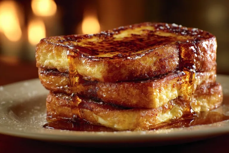 Delicious Crème Brûlée French Toast topped with caramelized sugar crust