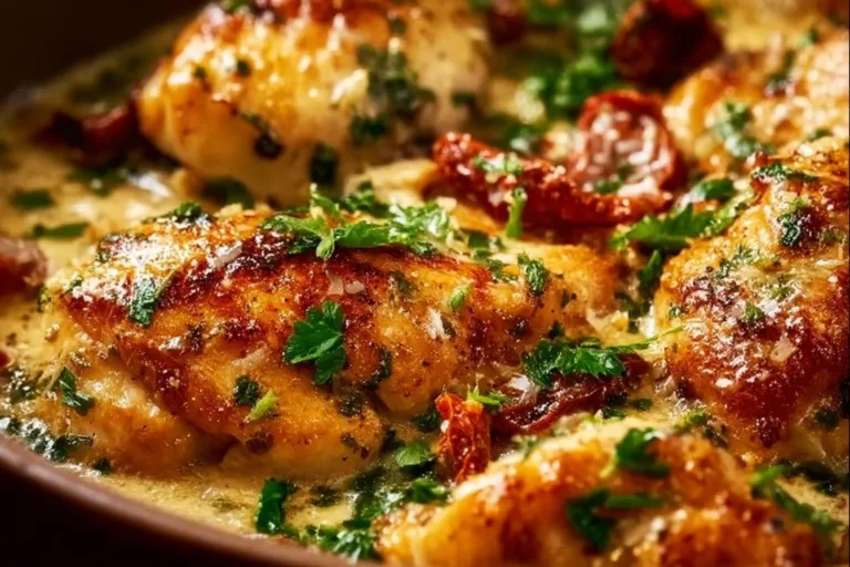 Crock Pot Marry Me Chicken in a creamy sauce with herbs and spices.