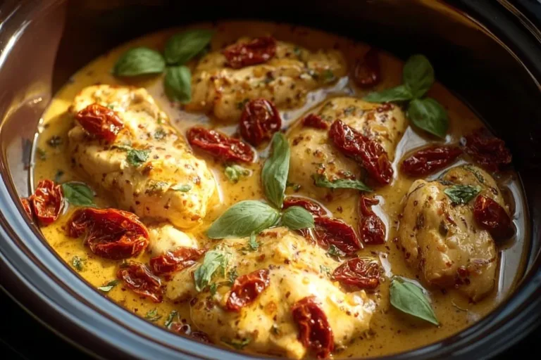 Delicious crockpot Marry Me Chicken dish with creamy sauce and herbs