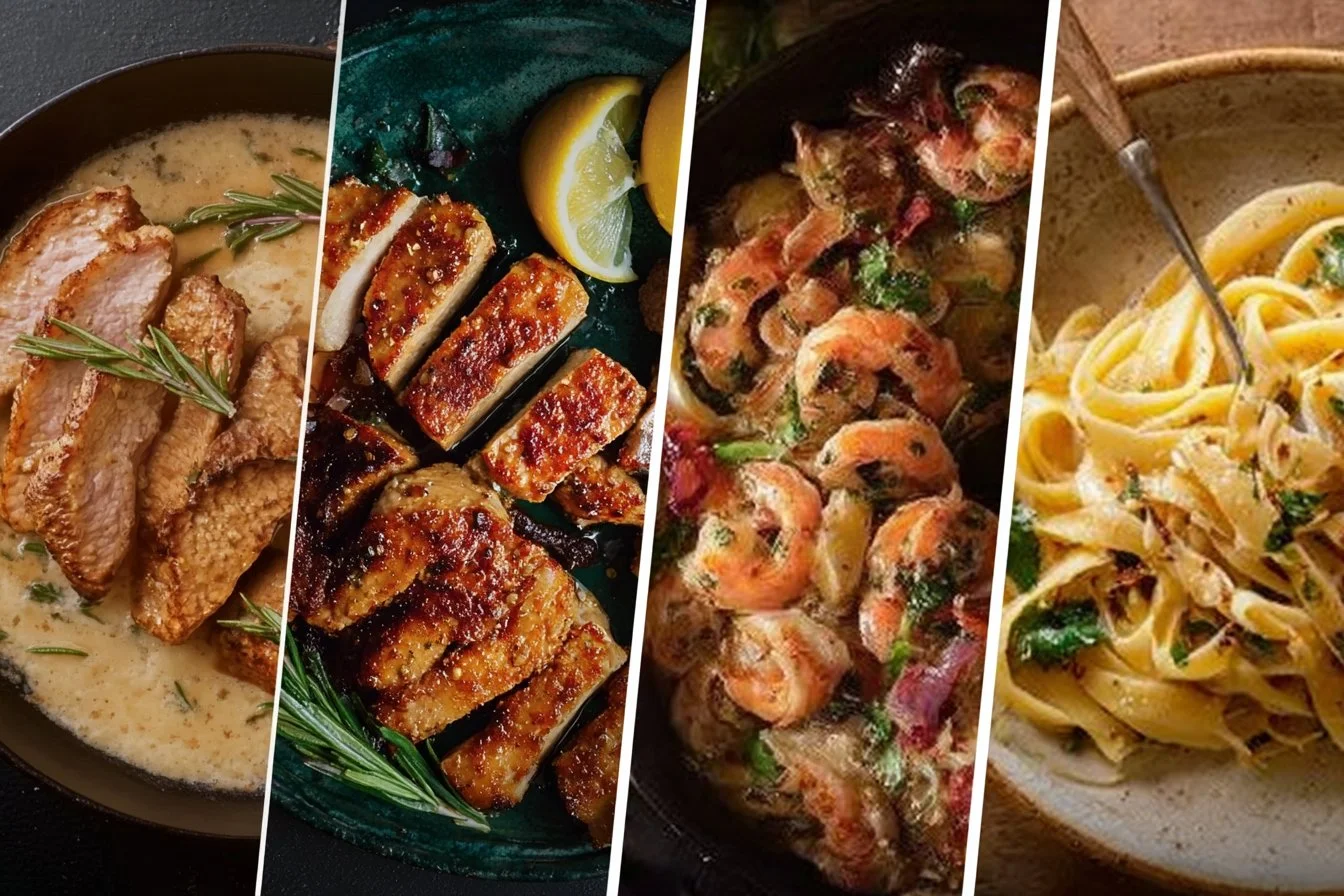 Plate of delicious fast dinner recipes, perfect for quick meals.