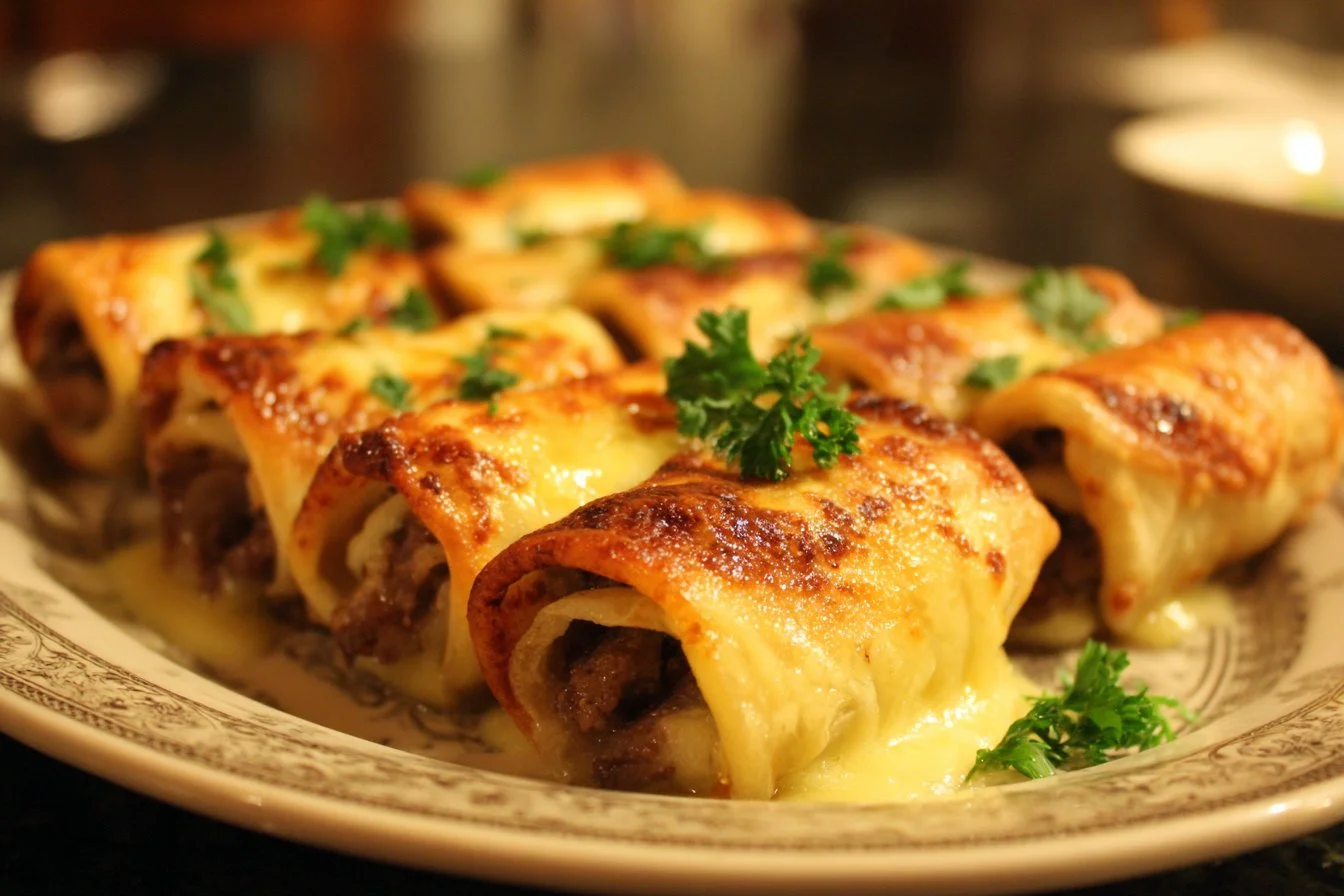 Delicious Keto Philly Cheesesteak Roll Ups served on a plate