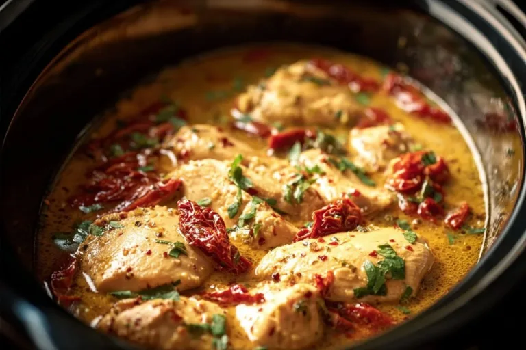 Delicious Dump and Go Crockpot Marry Me Chicken ready to serve