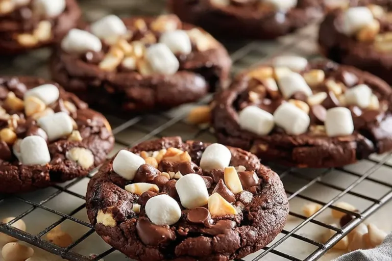 Gooey Rocky Road Cookies with chocolate chunks and marshmallows