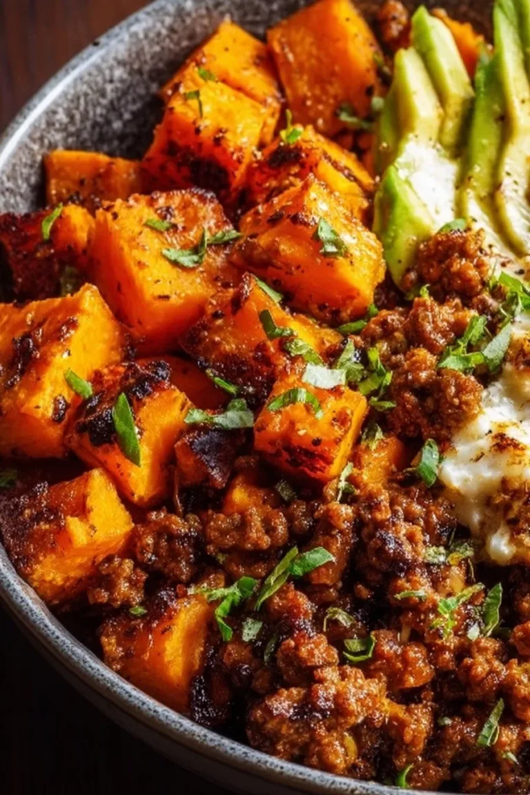 Delicious Ground Beef Hot Honey Bowl served with fresh ingredients.
