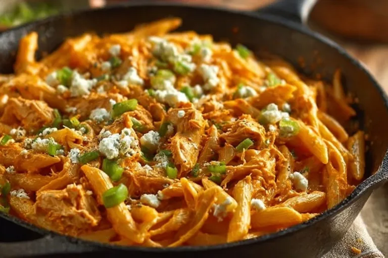 Delicious high-protein creamy buffalo chicken pasta recipe
