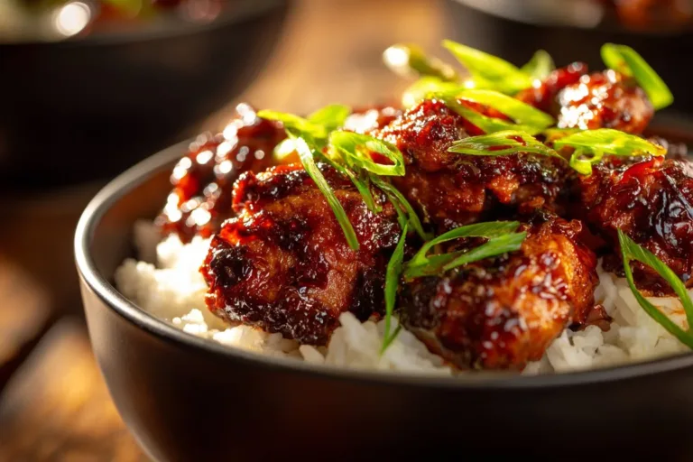 Delicious Honey BBQ Chicken served over rice for a flavorful meal.