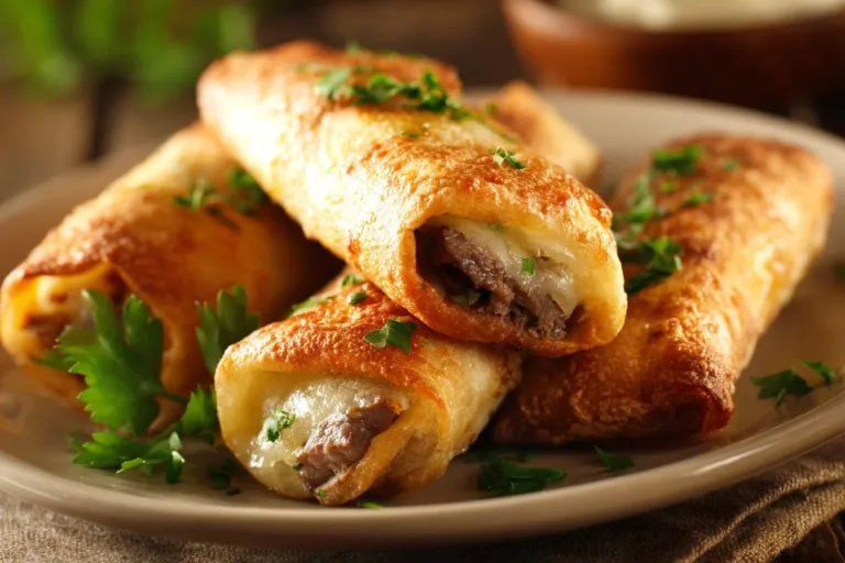 Keto Philly Cheesesteak Rolls served on a plate