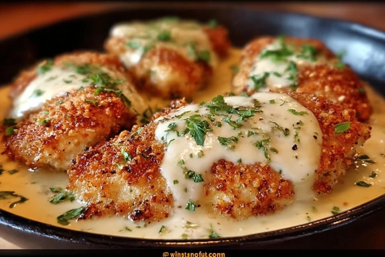 Delicious Longhorn Steakhouse Parmesan Chicken plated with garnish