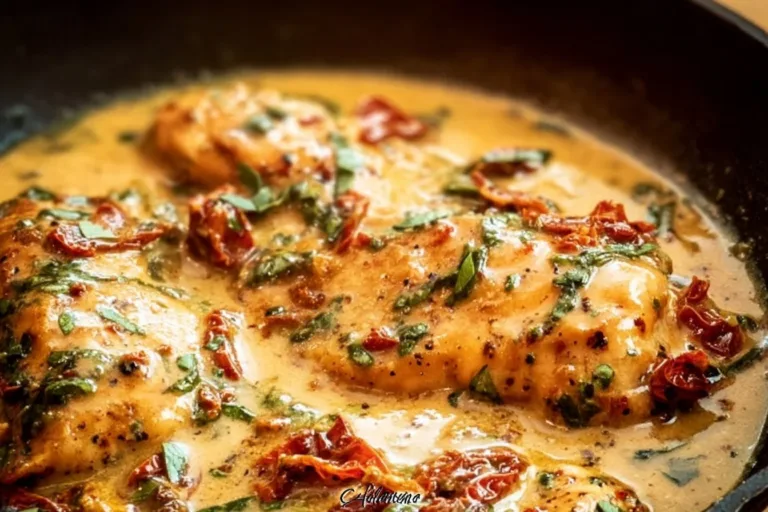 Delicious Marry Me Chicken recipe featuring creamy sauce and herbs.