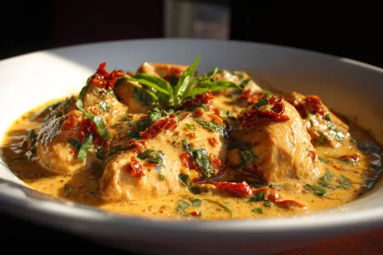 Delicious Marry Me Chicken served on a plate with herbs and spices.