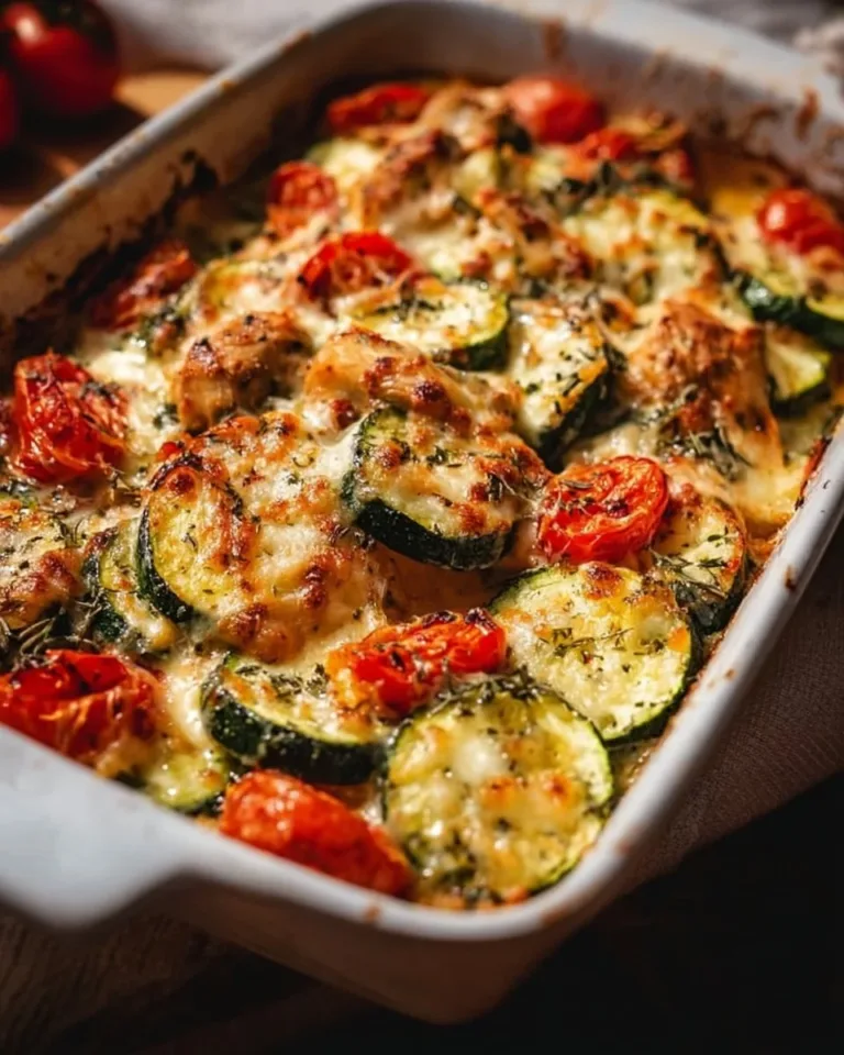 Baked Mediterranean chicken and zucchini dish with herbs and spices