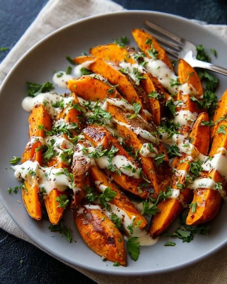 Mediterranean sweet potatoes cooked with herbs and spices on a plate