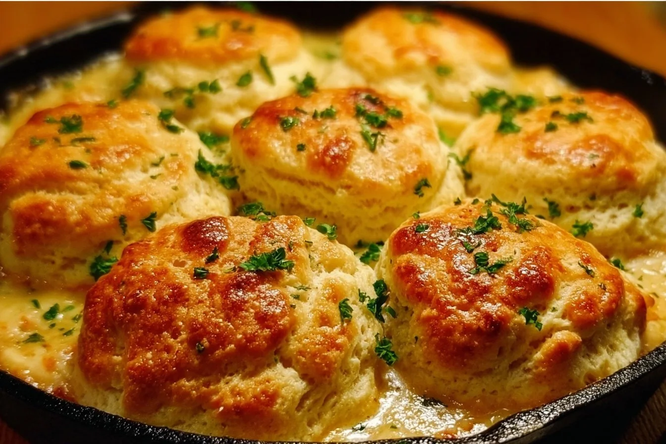 Red Lobster Biscuit Chicken Pot Pie with flaky biscuits and chicken filling
