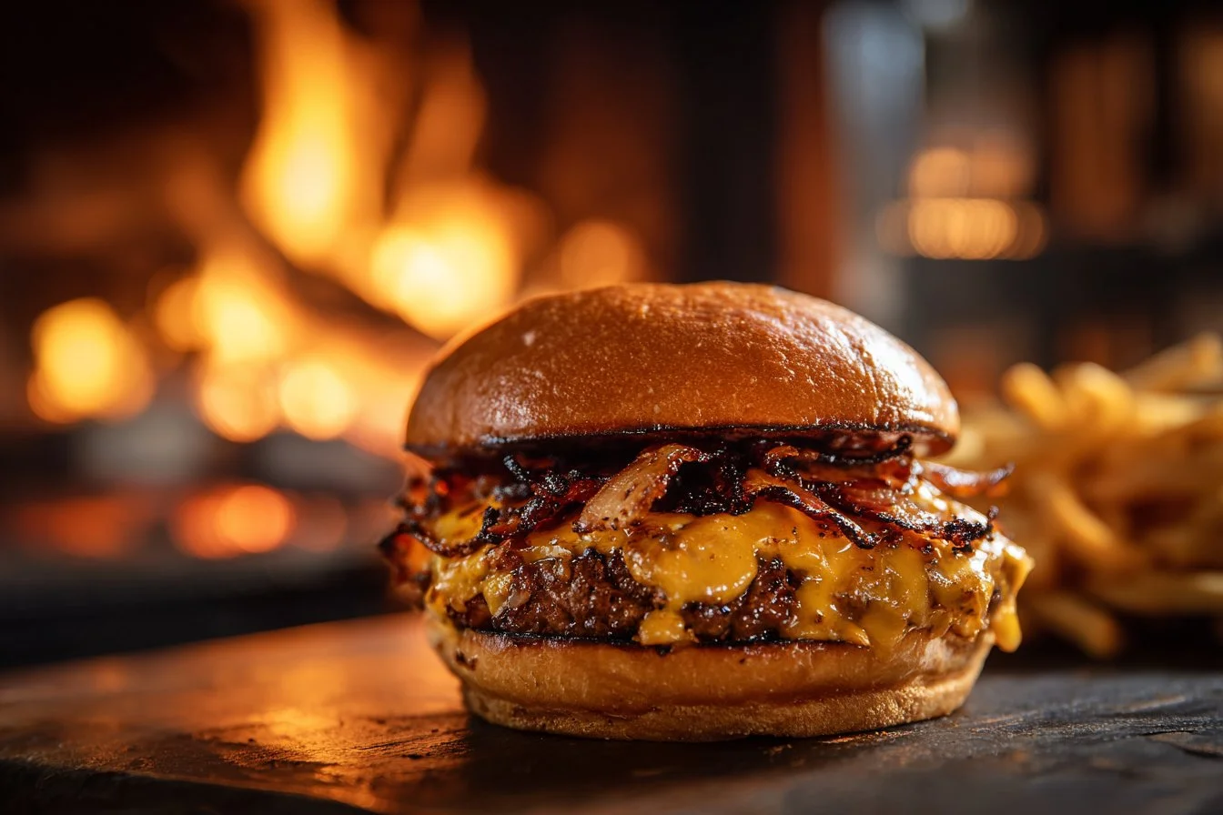 Juicy homemade Smash Burger topped with fresh ingredients and melted cheese