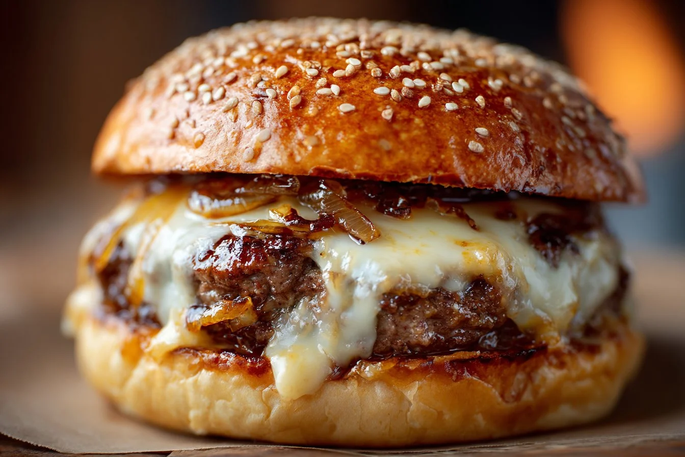 Delicious homemade smash burger topped with easy sauce