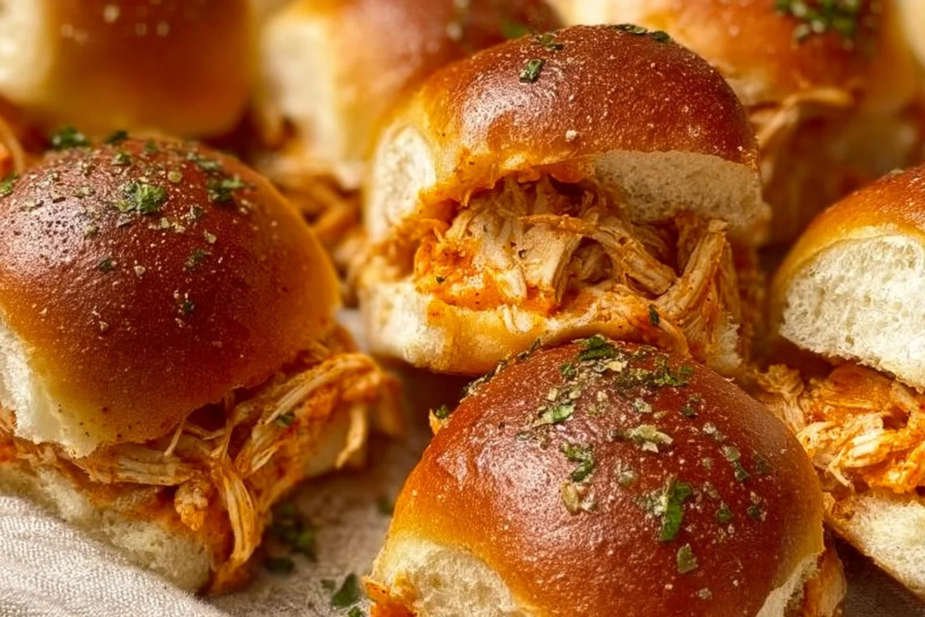 Spicy Buffalo Chicken Sliders served on a platter