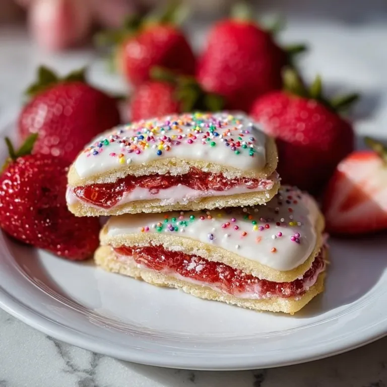 Plate of homemade Strawberry Pop Tart Cookies with colorful frosting