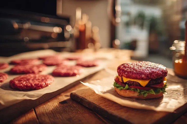 Delicious homemade smash burger on a bun with toppings