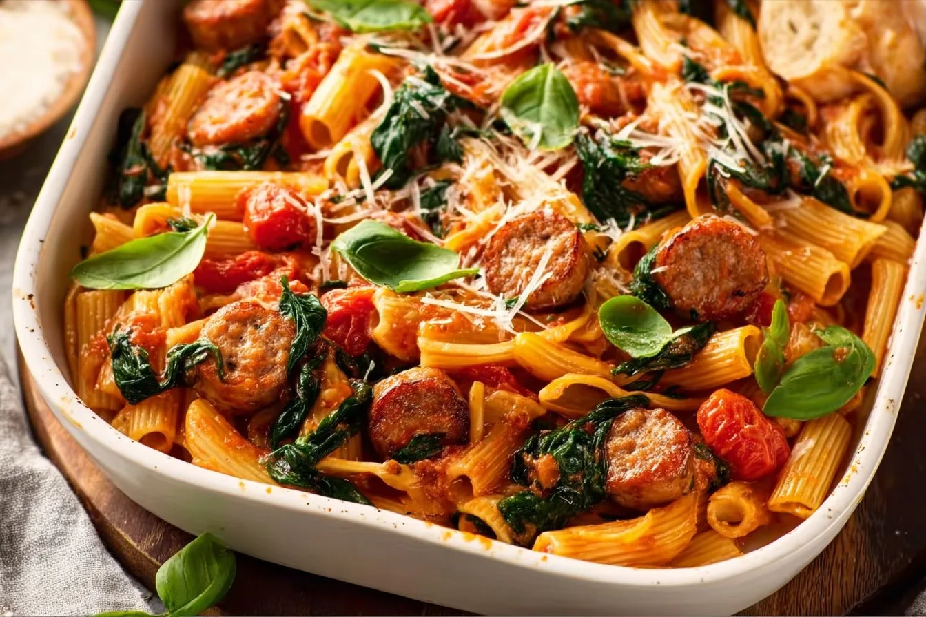 Sausage Spinach Tomato Pasta
