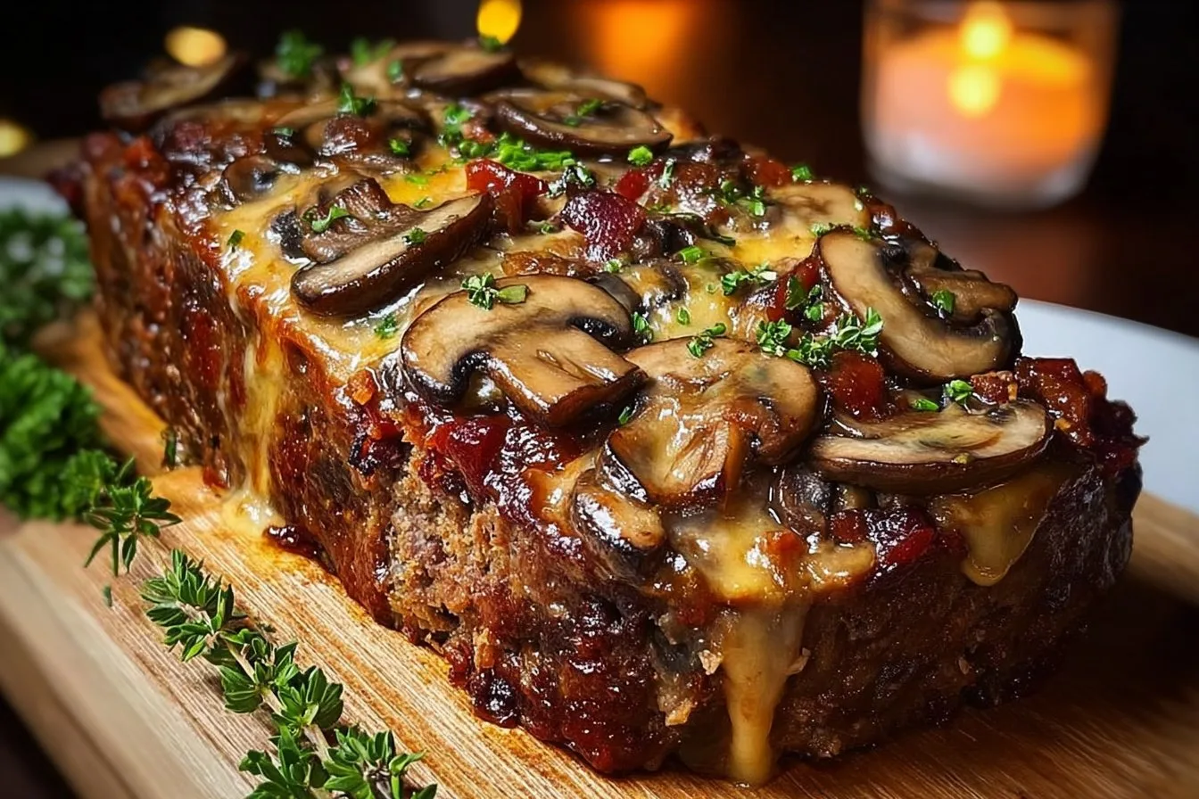 Swiss Bacon Mushroom Meatloaf