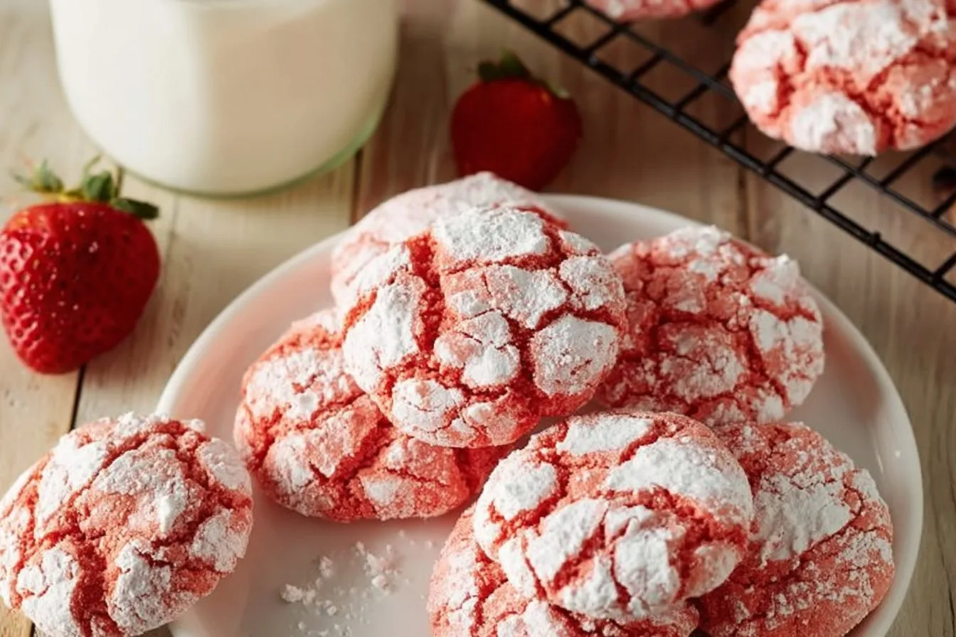 Easy Strawberry Crinkle Cookies