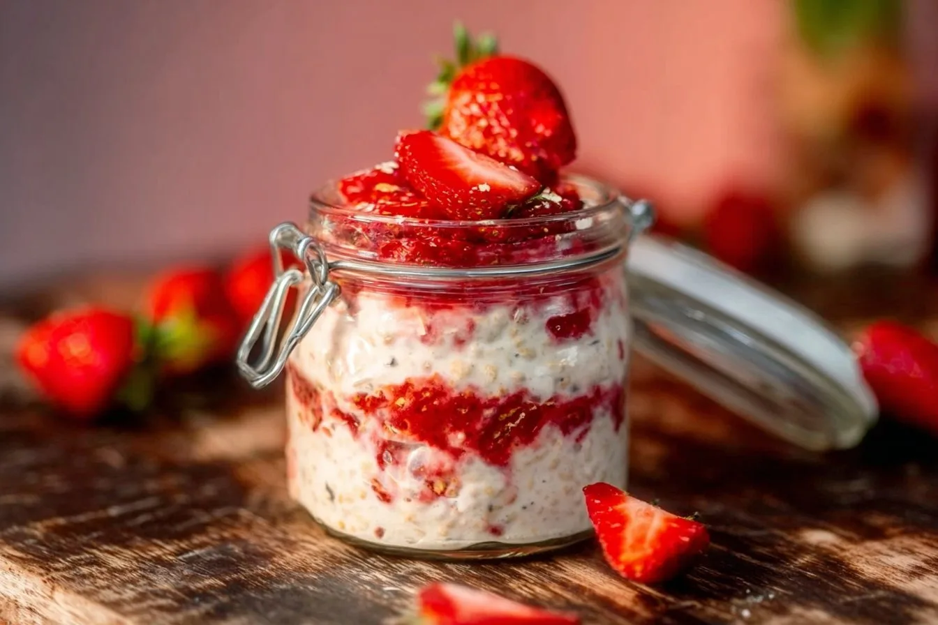 Strawberries & Cream Overnight Oats