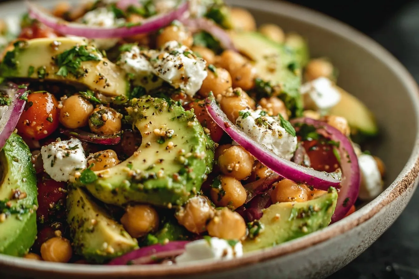 Chickpea Feta Avocado Salad