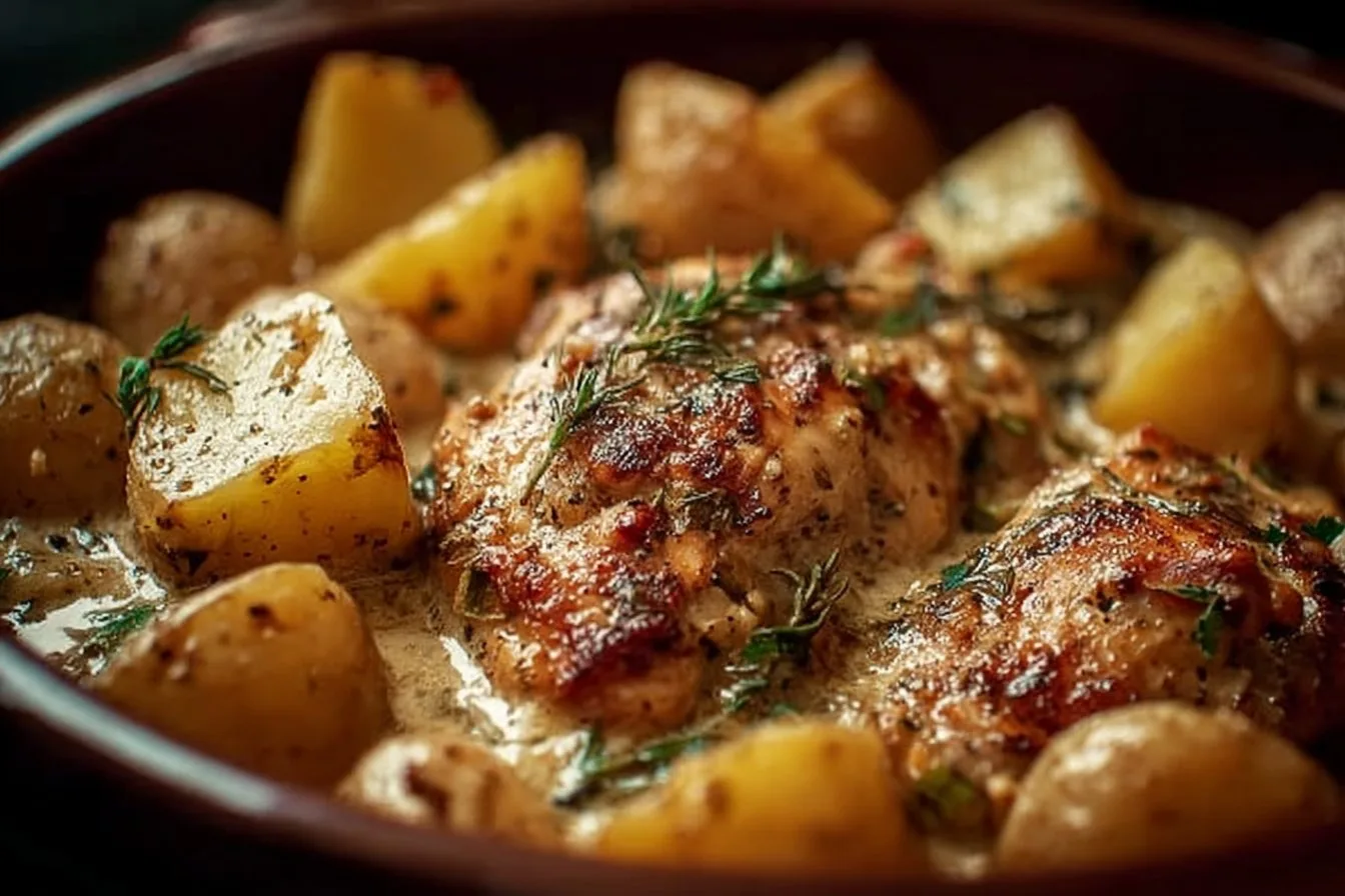 Garlic Parmesan Crockpot Chicken and Potatoes