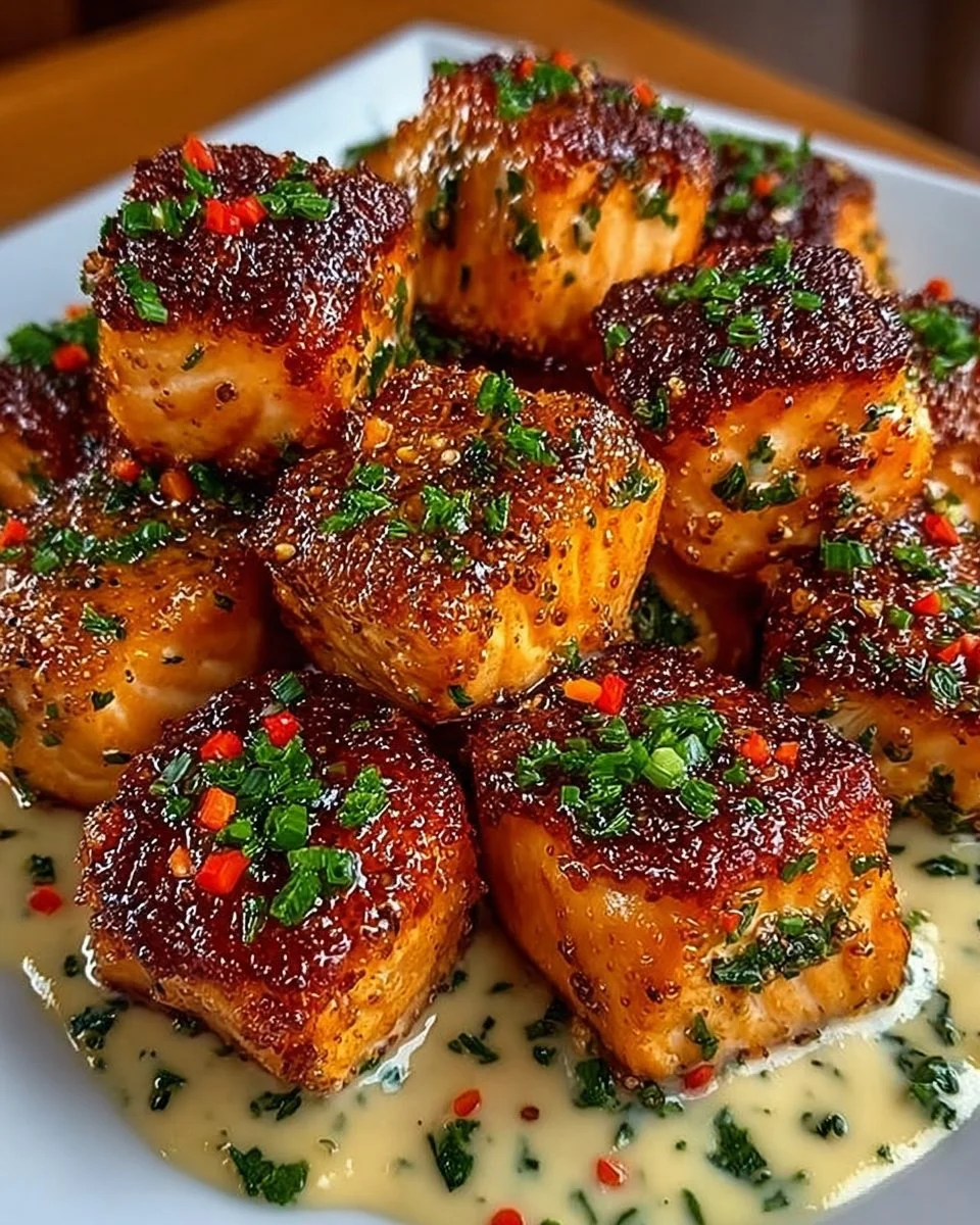 Bang Bang Salmon Bites - a tasty seafood appetizer with a spicy twist