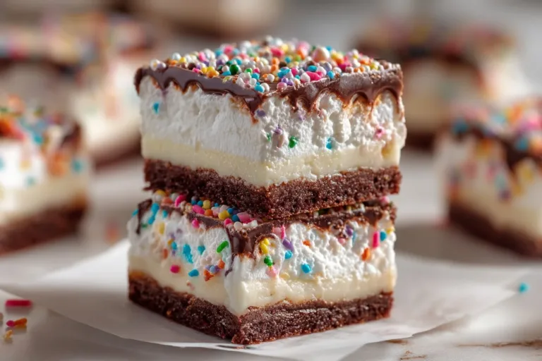Delicious Chaos Cake Brownies made in a sheet pan for easy serving.