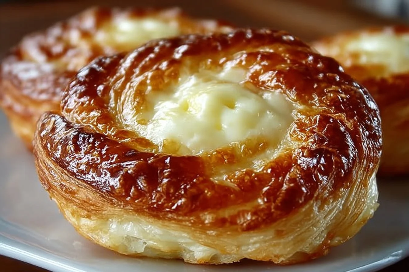 Delicious Cheese Danish pastry topped with cream cheese filling and flaky crust