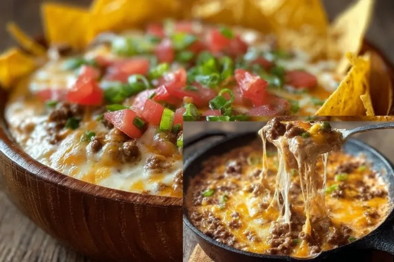 Delicious cheesy bean dip served in a bowl with tortilla chips