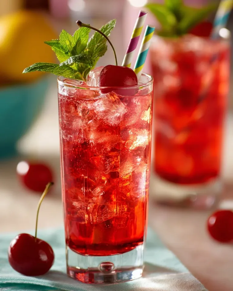 Refreshing Cherry Shirley Temple Mocktail with garnishes