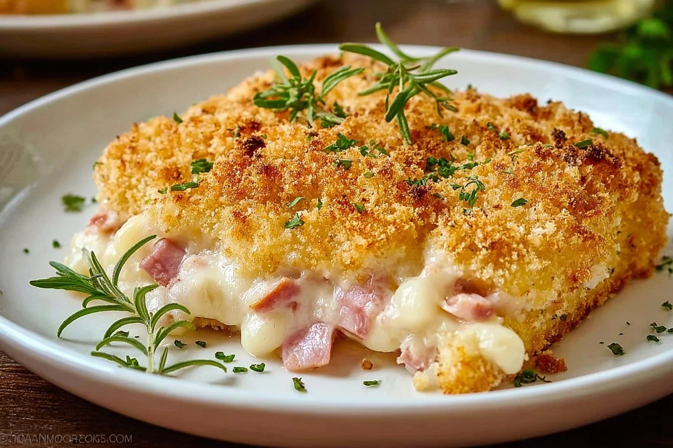 Delicious Chicken Blue Ribbon dish garnished and ready to serve